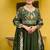 Green vichitra fabric thread zari embroidered gown with dupatta