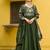 Green vichitra fabric thread zari embroidered gown with dupatta