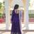 Navy Blue georgette embroidered zari sequin gown with dupatta
