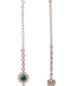 Traditional flower shape and pearl silver gold plated set of 2 combo maang tikka for women