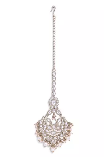 Good-looking sqaure shape gold plated set of 2 combo maang tikka for women and girls