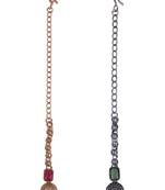 Finely round shape gold plated set of 2 combo maang tikka for women and girls