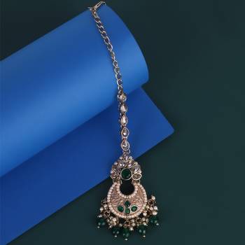 Traditional flower shape and pearl silver gold plated set of 2 combo maang tikka for women 2