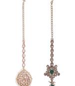 Traditional oval shape silver gold plated brass set of 2 combo maang tikka for women