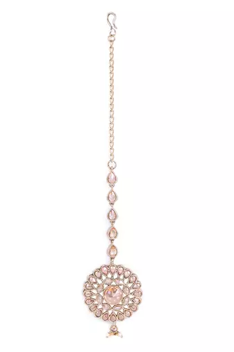 Traditional chandelier and flower shape silver gold plated set of 2 combo maang tikka for women