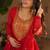 Red faux blooming embroidered zari sequin work gown with dupatta