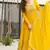 Yellow faux blooming embroidered zari sequin gown with dupatta
