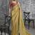 Mustard tissue traditional saree with embroidered, resham and thread work for ceremonial