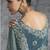 Teal blue tissue traditional saree with embroidered, resham and thread work for ceremonial