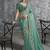 Turquoise tissue traditional saree with embroidered, resham and thread work for ceremonial