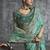 Turquoise tissue traditional saree with embroidered, resham and thread work for ceremonial