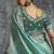 Turquoise tissue traditional saree with embroidered, resham and thread work for ceremonial