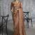 Brown tissue traditional saree with embroidered, resham and thread work for ceremonial