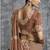 Brown tissue traditional saree with embroidered, resham and thread work for ceremonial