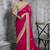 Hot pink embroidered and lace work rangoli satin contemporary sari