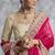 Hot pink embroidered and lace work rangoli satin contemporary sari