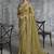 Olive green tissue traditional saree with embroidered, resham and thread work for ceremonial