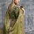 Olive green tissue traditional saree with embroidered, resham and thread work for ceremonial