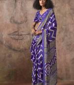 Purple color ajrakh print with bandhej pattern satin georgette saree