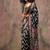 Black color ajrakh print with bandhej pattern satin georgette saree