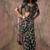 Black color ajrakh print with bandhej pattern satin georgette saree