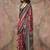 Red & black color ajrakh print with bandhej pattern satin georgette saree