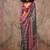 Black & red color ajrakh print with bandhej pattern satin georgette saree