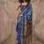 Blue & black color ajrakh print with bandhej pattern satin georgette saree
