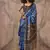 Blue & black color ajrakh print satin georgette saree