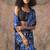 Blue & black color ajrakh print with bandhej pattern satin georgette saree