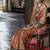 Rust zari woven work silk blend  indian traditional wear saree