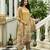 Cream ho organza floral printed straight kurta with pant & printed dupatta