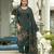 Dark green ho organza floral printed straight kurta with pant & printed dupatta