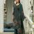 Dark green ho organza floral printed straight kurta with pant & printed dupatta