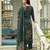 Dark green ho organza floral printed straight kurta with pant & printed dupatta