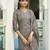 Grey ho organza floral printed straight kurta with pant & printed dupatta