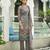 Grey ho organza floral printed straight kurta with pant & printed dupatta