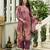 Mauve pink ho organza floral printed straight kurta with pant & printed dupatta