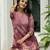 Mauve pink ho organza floral printed straight kurta with pant & printed dupatta