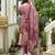 Mauve pink ho organza floral printed straight kurta with pant & printed dupatta