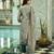 Sea green ho organza floral printed straight kurta with pant & printed dupatta
