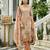 Peach ho organza floral printed straight kurta with pant & printed dupatta