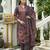 Purple ho organza floral printed straight kurta with pant & printed dupatta