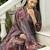 Purple ho organza floral printed straight kurta with pant & printed dupatta