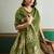 Green handloom weaving silk blend festival wear saree