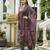 Purple ho organza floral printed straight kurta with pant & printed dupatta