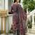 Purple ho organza floral printed straight kurta with pant & printed dupatta