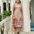 Pink ho organza floral printed straight kurta with pant & printed dupatta