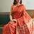 Dark peach handloom weaving silk blend  festival wear saree