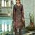 Brown ho organza floral printed straight kurta with pant & printed dupatta
